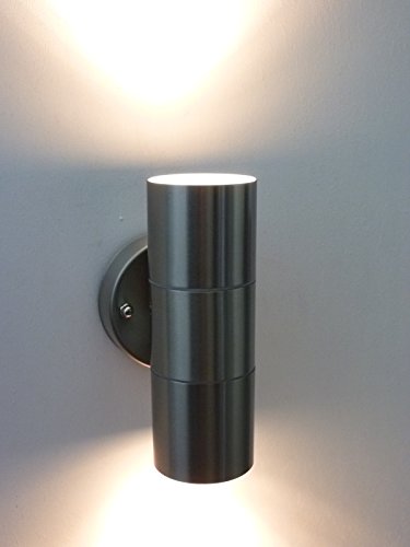 Moderne Halogen Edelstahl Außen-Wandleuchte Bornholm 2 flammig – up and down Leuchte inklusive Leuchtmittel - 3