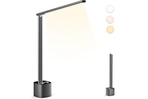 Hapfish Lampara de escritorio LED, Flexo escritorio plegable y recargable, Graduable y orientable, 5000mAh Lámpara de mesa in