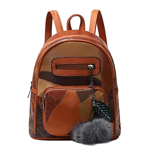 Preisvergleich Produktbild ZHAOSHUNAN Rucksack Kleiner Rucksack Dame Reisetasche Haarball Blatt Anhänger Pu Umhängetasche