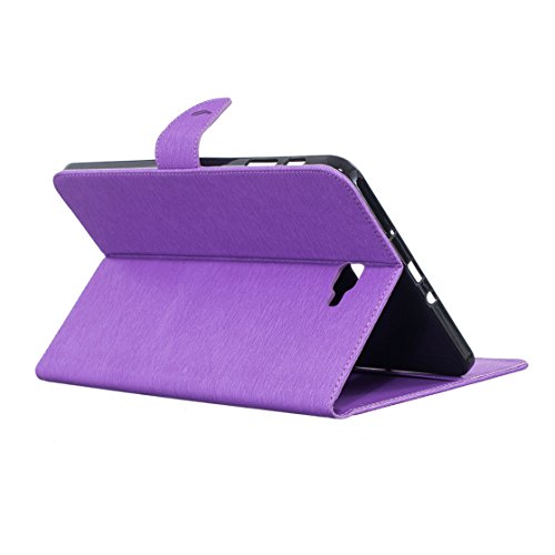 Romtronic Lederhülle Leder Tasche Case Cover für Samsung Galaxy Tab A 10.1 2016 (SM-T580 SM-T585) Hülle PU Schutz Etui Schale Feather Muster Design Backcover Flip Cover Wallet Case mit Standfunktion Karteneinschub und Magnetverschluß (violett) - 4