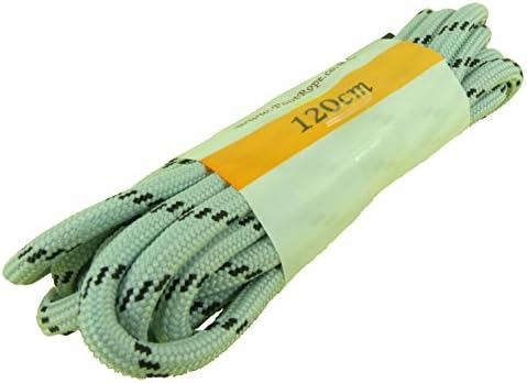 Strong Round Cord Shoelaces Walking Hiking Bootlaces Shoe Boot Laces Coloured 5mm Safety (Grey - Black, 180 CM)