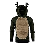 Dorical Weihnachtspullover Herren Herbst Winter Dicke Weihnachten Hoody Rentier Feder Mit Kapuze Weihnachten Pelz 3D Bluse Oben fur Männer Modern Schicke Günstige Kaufen Online Sale