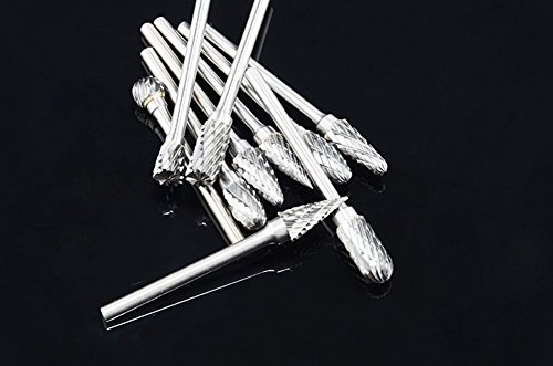 sunreek 10 1/20,3 cm Wolfram Hartmetall-Frässtifte, Double Cut Rotary Grat 3 mm Schaft für Dremel Rotary Werkzeuge Fräser Gravur Bits - 4