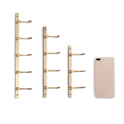 Weare Home Wandmontag Wandhalterung Bohren Hakenleiste mit 3 Haken Mantelhaken Kleiderhaken Hütenhaken Handtuchhaken aus Messing Antik Messing finished Retro Vintage Europäische Stil - 4