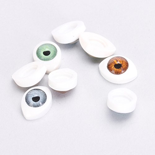 4 Farbe 8 Stück Oval Hohlkreuz Plastikaugen Puppenaugen für Puppen Maske DIY 10mm - 3
