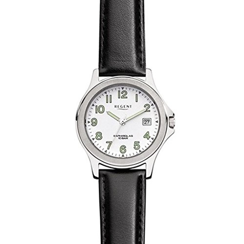 Regent F072 Uhr Herrenuhr Lederarmband Edelstahl 100m Analog Datum schwarz