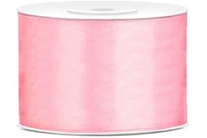 JAOW Ruban Satin Polyester Noeud et Emballage Cadeau 6/12/25/38/50/100mm x 25m (Taille 50mm x 25m - Couleur Rose clair)