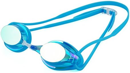 Training Swim Goggle WECEN Training Series Hydrodynamic Design Race Goggles Color Lenses UV Protection Anti Fog Double Headstrap (BLUE)