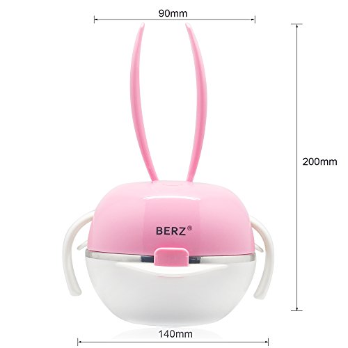 Berz 6 In 1 Environmental Lovely Clever and Innovative Bunny Baby Bowl Containing 1 Spoon, 1 Fork, 2 Bowls (A Smaller One And A Larger One), A Cup And A Silicone Lid For Chlidren ,Great For Travelling, Days Outs and Picnics etc (Pink)