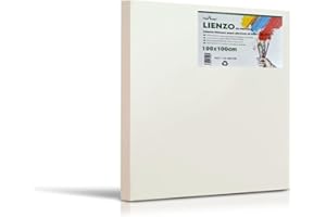 TIME HOME DEVELOPMENT Toile synthétique à peindre avec cadre épais - grande variété de tailles (100x100cm), blanc