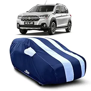 DREAM STORE - Water Resistant - dust Proof - car Body Cover for Maruti Suzuki XL6 car Cover - Water Resistant UV Proof - car Body Cover (Strips White with Mirror Pockets)