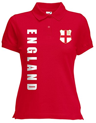AkyTEX England Damen Trikot Fanshirt Polo-Shirt WM 2018 Name Nummer (Rot, S)