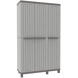 Terry 1102720 C-Wood 102A - Armoire triple avec 3 portes, 3 étagères réglables et 1 crochet, plastique, gris, 102 x 39 x 170 cm
