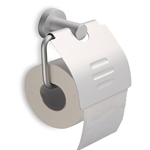 Premium Design Toilettenpapierhalter, matt-gebürstet, rostfrei, hochwertiger Klopapierhalter mit Deckel fürs WC