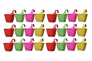 JOYMART Stylish Hanging Planter Set Indoor Outdoor Flower Pots Gardening Plastic Plant Container Set Plant Container Set (Pack of 6)