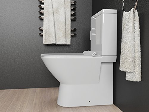 Design Stand WC Kombination inkl Spülkasten und WC Sitz mit Absenkautomatik aus Duroplast Randlos Rimfree für waagerechten und senkrechten Abgang KB1223-R