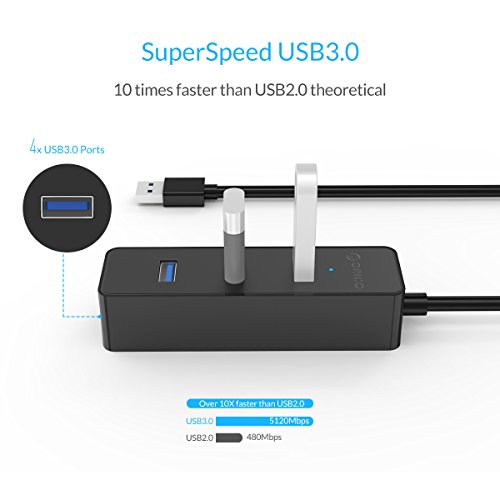 ORICO USB Hub Portable, Extra Leicht, 4 Ports USB 3.0 Highspeed Datenhub für Notebook Ultrabook Tablet MacBook iMac Windows MacOS Linux - 2