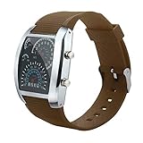 Fcostume Herrenmode LED Watch Flash Turbo Tachometer Sport Auto Dial Meter Watch (Braun B)