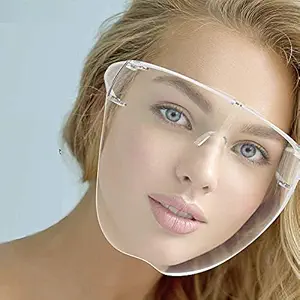 Synlark Full Face Covering, Protective Face Shield and Reusable Goggle Shield, Facial Protection and Mouth Shield, face covering Safety Face Shields with Glasses Frames (pack of 1)