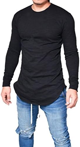 Honestyi Mens Long Sleeve T-Shirt Boys Slim Fit Muscle Tee Shirt Top Blouse Funny Kitty Cat T-Shirt Sweatshirt Tops Outwear Hoodie Jumpers - Cotton Blend (Black, L)