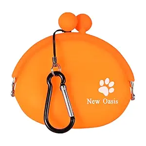 New Oasis Dog Treat Pouch, 10oz Silicone Dog Treat Pouch Reusable,Small Dog Snack Pouch Coin Purse Key Case Silicone Coin Pouch Dog Pouch, Orange