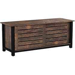 VASAGLE Meuble TV pour Télévisons Jusqu'à 48 Pouces, Buffet Bas, avec Portes Coulissantes et 2 Étagères, pour Salon, Chambre, Cadre en Fer, 110 x 40 x 45 cm, Style Industriel, Marron Rustique LTV41BX