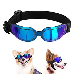 VavoPaw Dog Sunglasses, Dog Goggles, Adjustable Band Small Dog Glasses Waterproof Windproof UV Protection for Small Dog Doggy Puppy, Blue