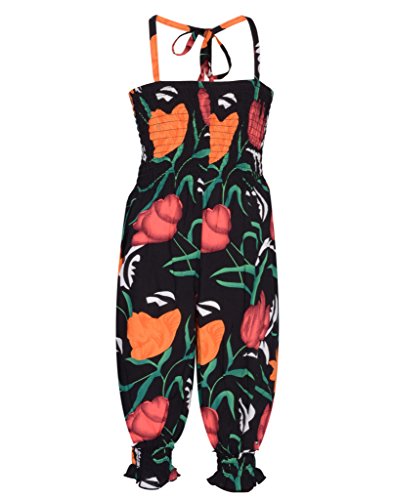 Lil Orchids Girls MultiColor Printed Rayon Jumpsuit (LO-J02-BLK_Black) - Amazon