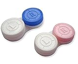 2 x Contact Lens Cases ~ Colour Coded L&R Soaking Storage Cases (Twin Pack ~ Pink & Blue)