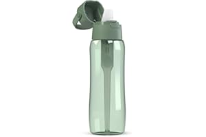 DAFI Trinkflasche mit Filter Solid 0,7 L Salbei - Wasserflasche mit Wasserfilter, BPA-Frei, Sportflasche mit gefiltertes Wasser für Reisen, Filterflasche Outdoor + Aktivkohle Filter Strohhalm
