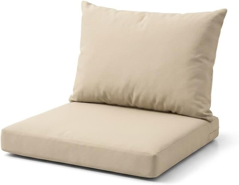 DREAMLAYER Rattan Garden Furniture Cushion Set – Outdoor Replacement Cushions for Patio Sofa & Conservatory – Water Resistant Covers (Cream, 6Pc (3x seat + 3x Back))