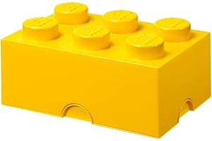 Room Copenhagen Caja de Almacenamiento LEGO Brick 6 Amarillo, Apilable, con Tapa, 8,47L – Organización para Juguetes, Oficina, Escritorio y Hogar – Baúl de Juguetes