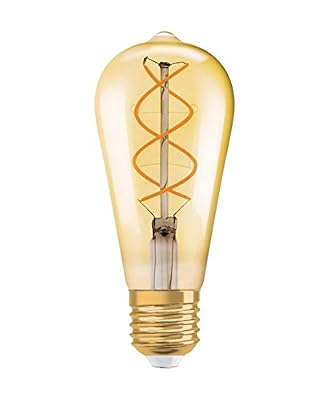 Osram Vintage Edition 1906 Ampoule LED à Filament Spirale - Culot E27 - Forme Edison Or Ambrée - Blanc Chaud 2000K - 5W (Équivalent 25W)