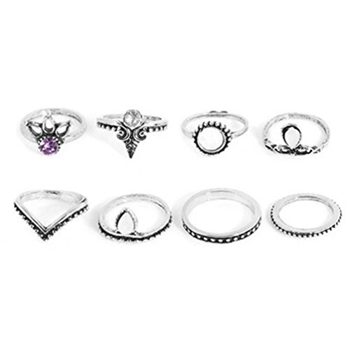 Hsooor Vintage Ring Finger Knuckle Joint Punk Ring Silber Schmuck Set 8PCS - 3