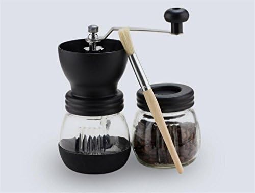 XIAOMEIXI Glass Hand Coffee Grinder With Ceramic Burrs Seal Tight Storage Compartment Designed , Black