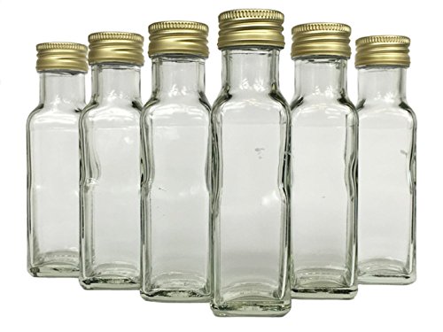 Glasflaschen Set mit Schraubverschluss Gold | 100 teilig | Füllmenge 100 ml | Maras Saftflaschen Spirituosen Likörflaschen Setzen Sie ganz einfach Ihr eigenes Öl oder Ihre eigenen Schnäpse und Liköre an - 3