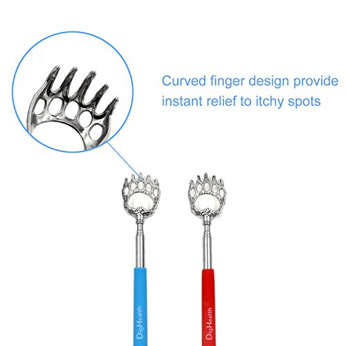 Set 5 Teleskop Rückenkratzer bei DigHealth-(Ausziehbar, Edelstahl, Gummiertem Griff, Circa 58cm, Bär Klaue), Massagegerät Körpe zum Rücken Kratzen - 7