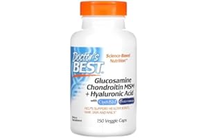 DOCTORSBEST Doctor's Best Glucosamin Chondroitin MSM + Hyaluronsäure, Gelenkgesundheit und Mobilität, 150 Kapseln, Unterstützt Flexibilität, schmiert Gelenke, fördert Hautgesundheit