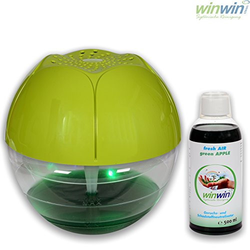 winwinCLEAN AIR Blow (Grün) mit Luftreinigerkonzentrat fresh AIR "green APPLE" 500ml + NEUES Modell 2016 + mit UV-Entkeimung + sehr leise