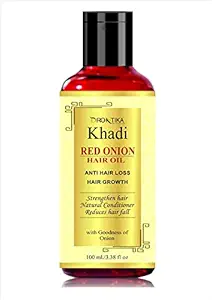 Khadi Drontika 100% Pure & Natural Red Onion Oil For Strong & Healthy Hair | Cruelty Free & Vegan | Paraben Free 100ml