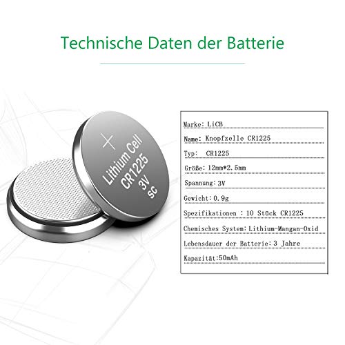 Licb 10 Stuck Cr1225 3v Lithium Knopfzellen Cr 1225 Batterien