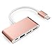 Price comparison product image LENTION 4-in-1 USB-C Hub with Type C Power Delivery, USB 3.0, USB 2.0 Ports for Apple MacBook 12, MacBook Pro 13 15 (2016 2017), ChromeBook Pixel, Dell XPS and More, Charging Adapter - Rose Gold