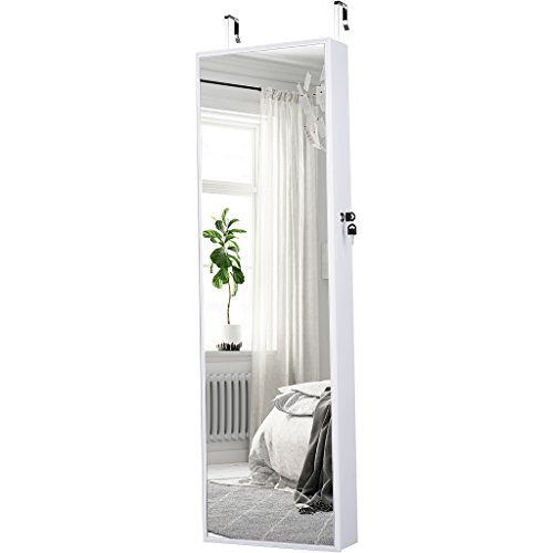 LANGRIA Espejo Joyero de Pared con Marco Estrecho y con Espejo Interior