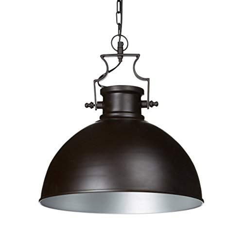 Relaxdays Industrial Matt Hanging, 146 x 40.5 x 40.5 cm Large Bell-Shaped Lampshade Metal Pendant Lamp Ceiling Light E27 up to 40W, Dark Brown, 40 W