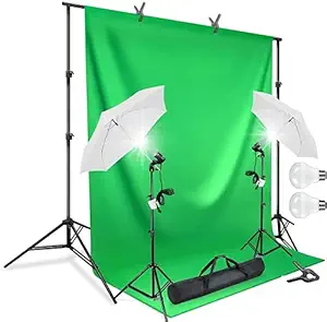 HIFFIN Photography Accessories Backdrop Photo Light Studio Muslin Background Stand Backdrop Support System Kit (Single Holder Umbrella Background Kit, Green)