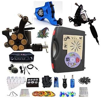 Basekey Tattoo Machine Professional Tattoo Kit - 3 Pcs Tattoo Machines LED Power Supply Case Included 1 Steel Machine Liner & Shader / 1 Rotary Machine Liner & Shader / 1 Alloy Machine Liner & Shader