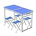 Produktbild Household applia Outdoor Klapptisch, Tragbarer Klapptisch mit 4 Klappstühlen. Höhenverstellbarem Aluminium Tischchen, Einfacher klappbarer Esstisch (120X60cm)