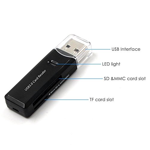 USB 3.0 SD/TF Speicherkartenleser – Leknin Super Speed Kartenleser Card Reader mit 2 Schlitze für Windows, Linux, Mac, und bestimmten Android Systeme – unterstützt SD / Micro SD / SDHC / SDXC / T-Flash - 4