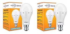 wipro Garnet 9W B22 LED Bulb (White, NE9001_2, Pack of 2)