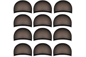 TEGRACE 12 pezzi Calotte per parrucche per uomo e donna, Retine per parrucche in nylon realizzati in tessuto elasticizzato e sottile, taglia unica (nero)